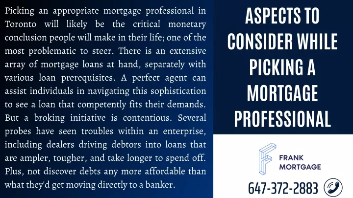aspects to consider while picking a mortgage