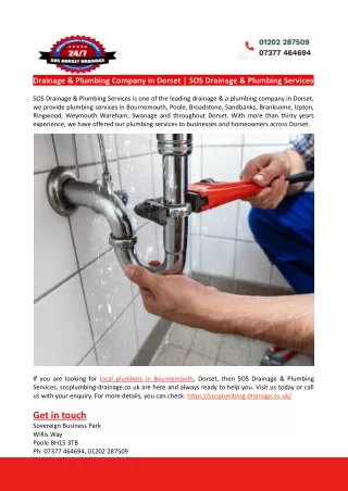 Drainage & Plumbing Company in Dorset