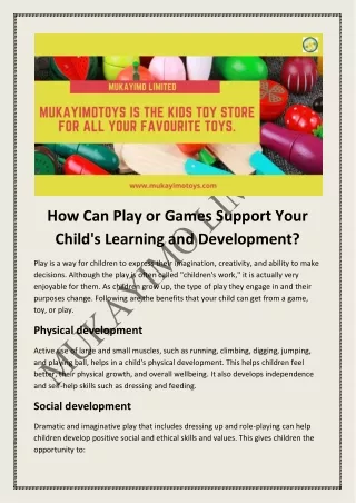 how can play or games support your child