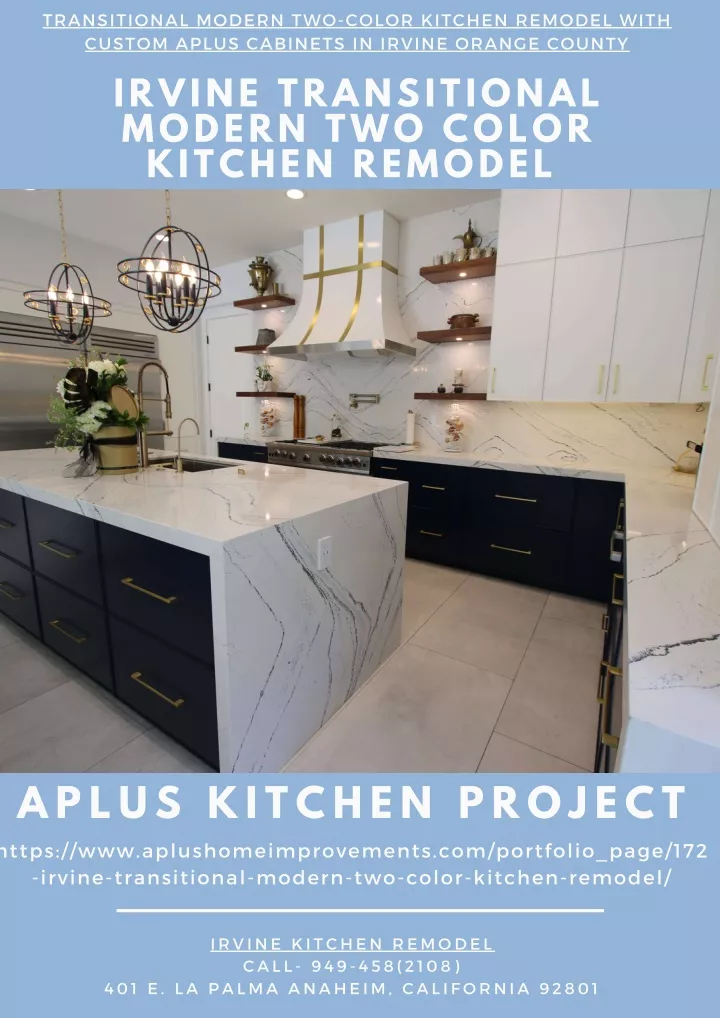 transitional modern two color kitchen remodel