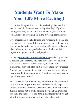 Students Want To Make Your Life More Exciting!