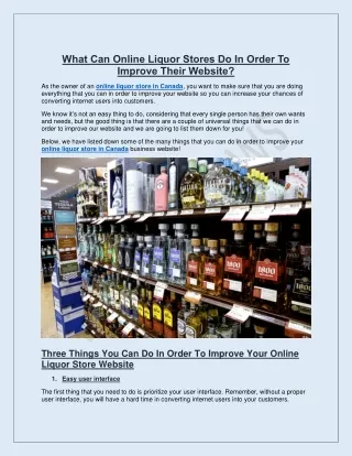 Online Liquor Stores Do To Improve Their Website