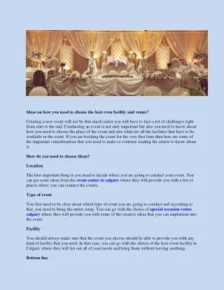 httpsjubileebanquethall.com-Blog-Ideas on how you need to choose the best even facility and venue