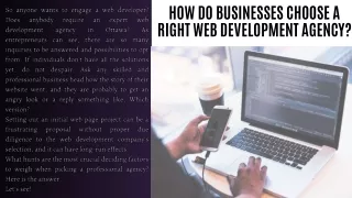 How do Businesses Choose a Right Web Development Agency?