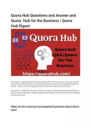 quora hub questions and answer and quora