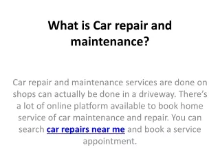 what is car repair and maintenance