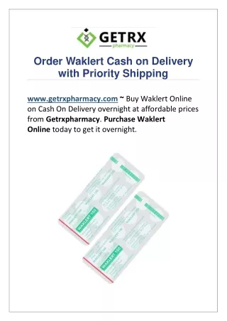 Order Waklert Cash on Delivery with Priority Shipping