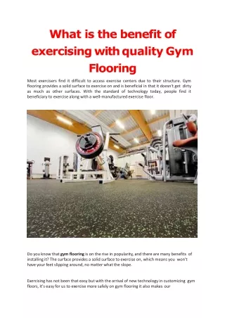what is the benefit of exercising with quality