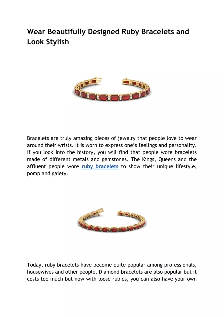 wear beautifully designed ruby bracelets and look