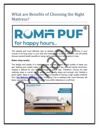 What are Benefits of Choosing the Right Mattress?
