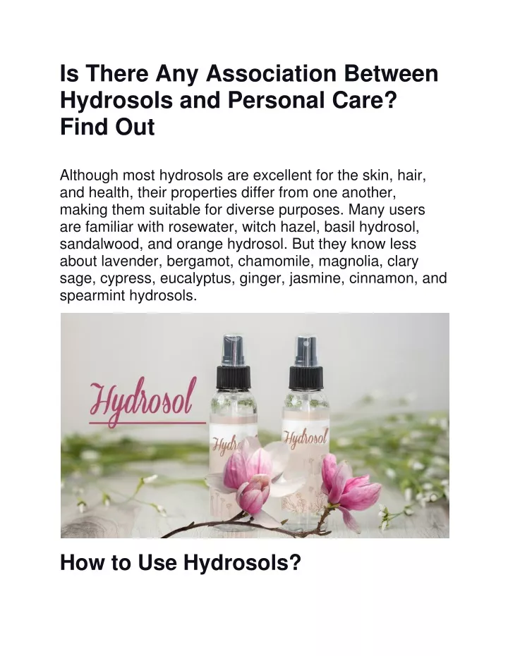 is there any association between hydrosols