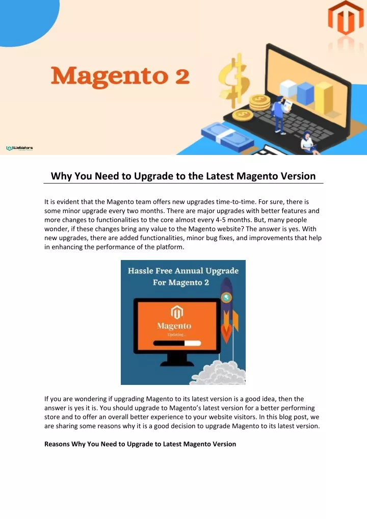 why you need to upgrade to the latest magento