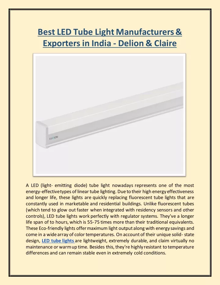 best led tube light manufacturers exporters