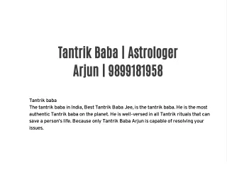 Tantrik Baba | Astrologer Arjun | 9899181958