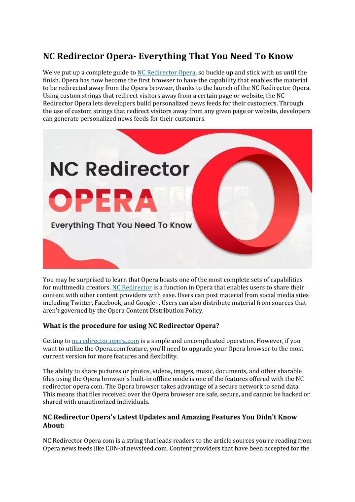 nc redirector opera everything that you need
