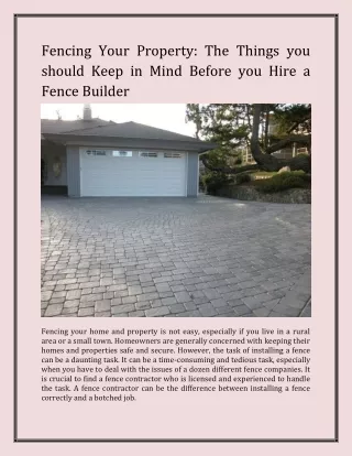 fencing your property the things you should keep