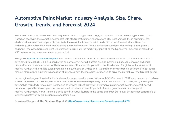 automotive paint market industry analysis size