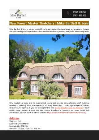 New Forest Master Thatchers