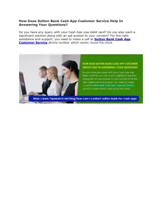 how does sutton bank cash app customer service