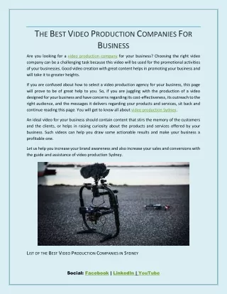 The Best Video Production Companies For Business