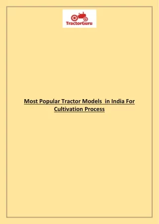 most popular tractor models in india