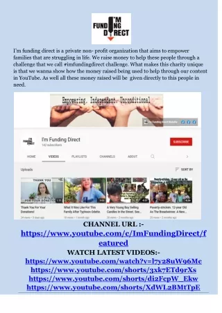i m funding direct is a private non profit