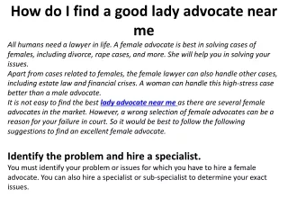 How do I find a good lady advocate near me