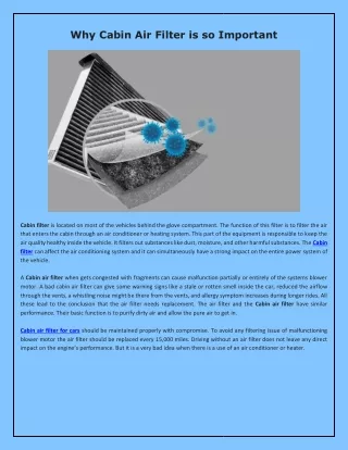 why cabin air filter is so important