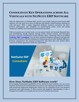 Consolidate Key Operations across All Verticals with NetSuite ERP Software