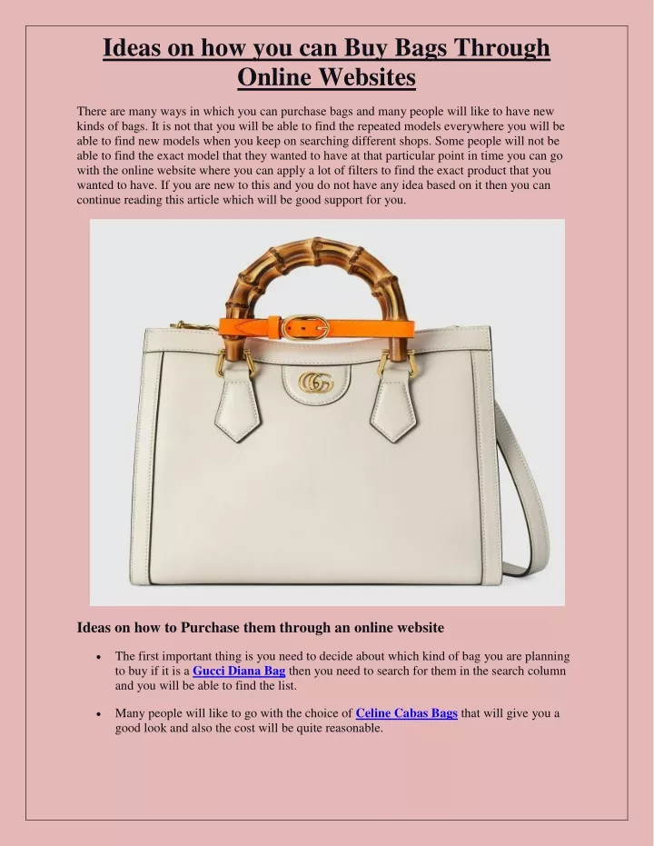 ideas on how you can buy bags through online