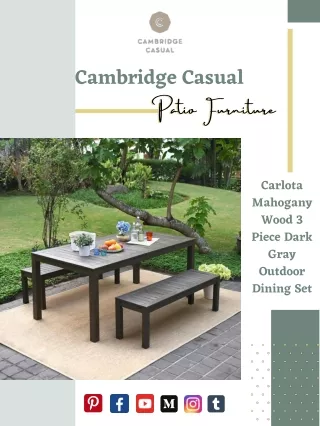 Shop Carlota Mahogany Wood 3 Piece Dark Gray Outdoor Dining Set