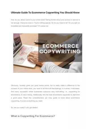Ultimate Guide To Ecommerce Copywriting You Should Know