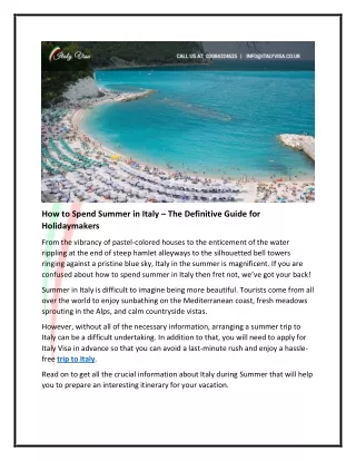How to Spend Summer in Italy – The Ultimate Guide for Tourists