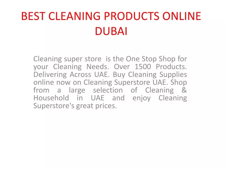 best cleaning products online dubai