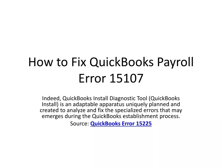 how to fix quickbooks payroll error 15107