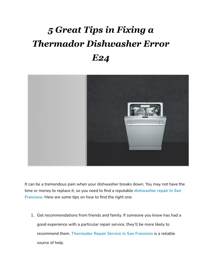 5 great tips in fixing a thermador dishwasher