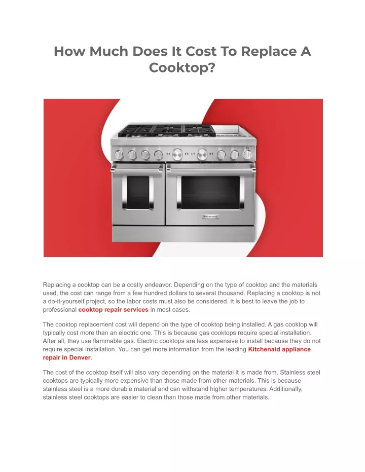 how much does it cost to replace a cooktop