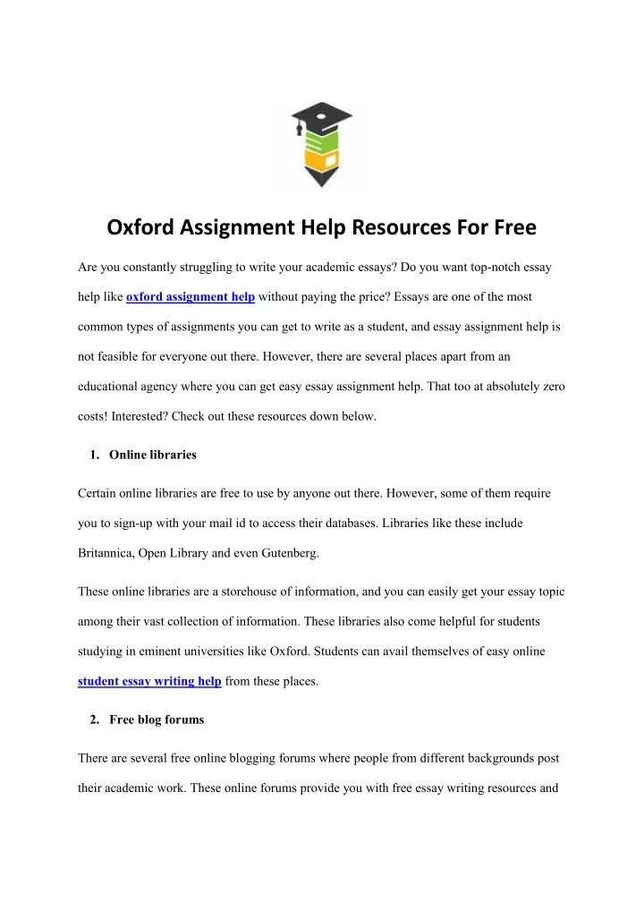 oxford assignment help resources for free