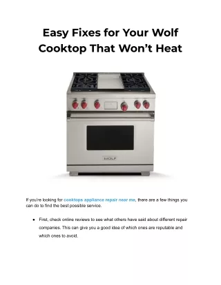 Easy Fixes for Your Wolf Cooktop That Won’t Heat