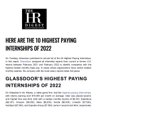 Highest Paying Internships of 2022