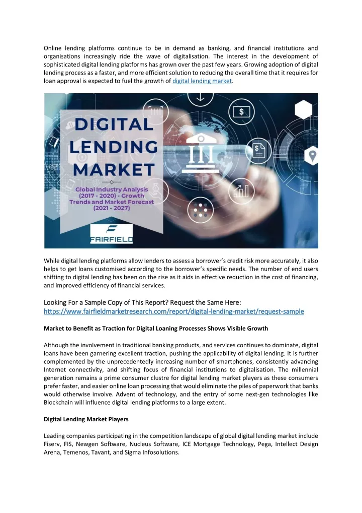 online lending platforms continue to be in demand