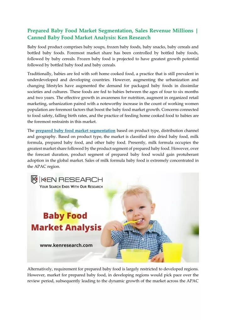 prepared baby food market segmentation sales