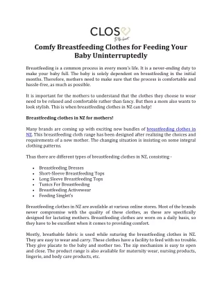 Comfy Breastfeeding Clothes for Feeding Your Baby Uninterruptedly