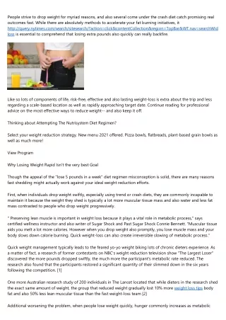 people strive to drop weight for myriad reasons