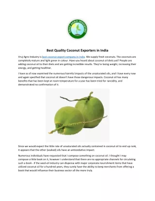 Best Quality Coconut Exporters in India