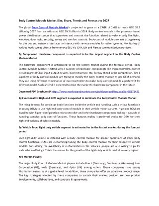 body control module market size share trends