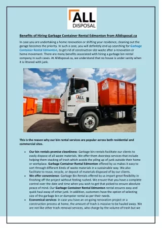 benefits of hiring garbage container rental