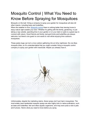 Mosquito Control | What You Need to Know Before Spraying for Mosquitoes