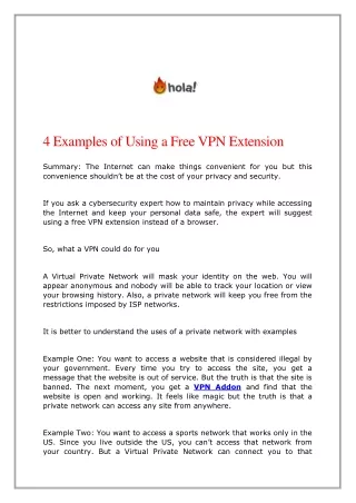 4 examples of using a free vpn extension