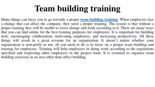 Team building training